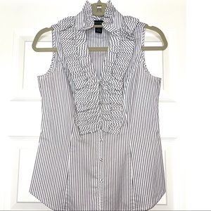 White House Black Market sleeveless ruffle-front blouse. Size 4.